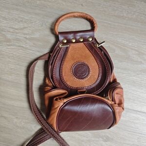 Vintage Valentino Di Max Brown and Tan Leather Women's Bag